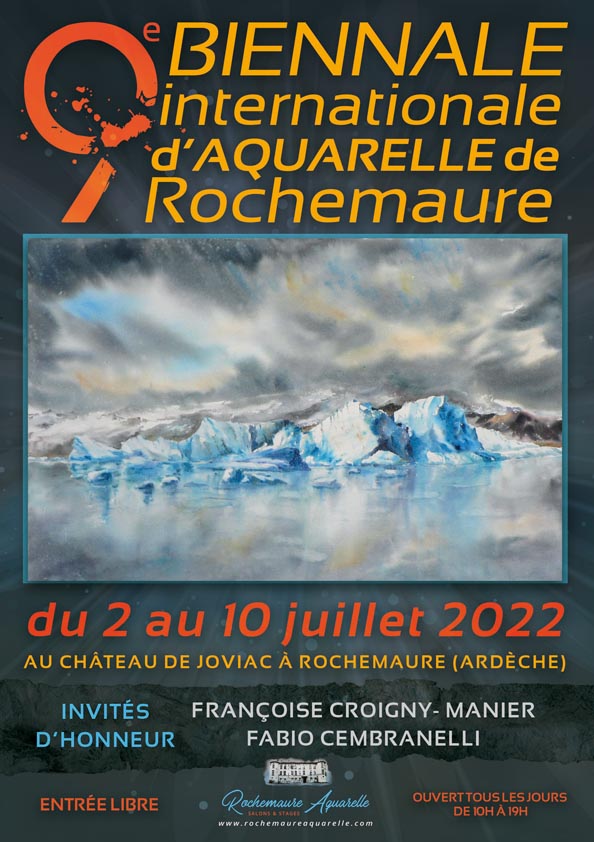 Rochemaure aquarelle affiche Biennale 2022